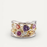 Vintage Gold and Silver Ring with Colourful Cubic Zirconia