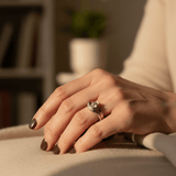 Vintage Irregular Gold and Silver Ring with Cubic Zirconia Stone