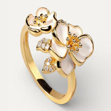 Gold Ring with White Flower
