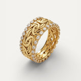 Gold Braided Ring with Crystals