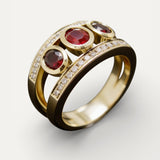 Vintage Gold Ring with Red Cubic Zirconia