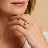 Vintage Gold Celestial Knotted Ring with Pink Details