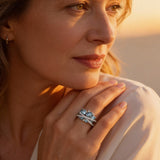Silver Cross Ring with Blue Gemstone