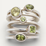 Vintage Silver Ring with Layered Green Glass