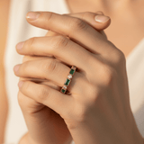 Gold Ring with Inlaid Green Cubic Zirconia