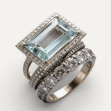 Vintage Silver Ring Set with Turquoise Glass