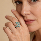 Vintage Leaf Ring with Turquoise