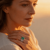 Emerald and Diamond Stone Ring