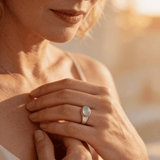 Silver Ring with Green Diamond