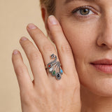 Gold Ring with Red Centre Stone and Sparkle