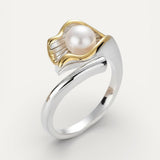 Vintage Gold and Silver Ring with Pearl