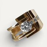 Vintage Irregular Gold Ring with Cubic Zirconia