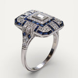 Vintage Silver Ring with Blue Sparkle