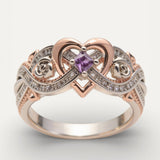 Elegant Sparkling Heart Ring in Rose Gold
