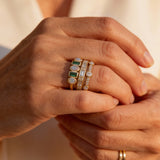 Vintage Rings with White and Green Opal