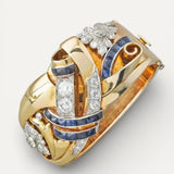 Vintage Gold Ring with Blue Cubic Zirconia
