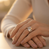 Vintage Rose Gold and Silver Ring with Cubic Zirconia