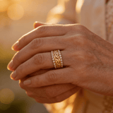 Gold Braided Ring with Crystals