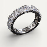 Vintage Silver Eternity Ring with Triangle Stones