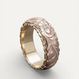 Vintage Gold Ring with Pink Flower