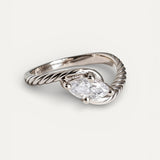 Vintage Silver Ring with Wave and Cubic Zirconia