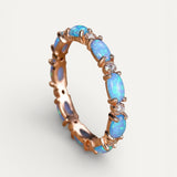 Platinum Ring with Heart-Shaped Opal and Diamond