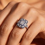Vintage Silver Ring with Blue Sparkle