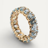 Vintage Gold Ring with Blue Glass Inlay