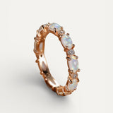 Platinum Ring with Heart-Shaped Opal and Diamond