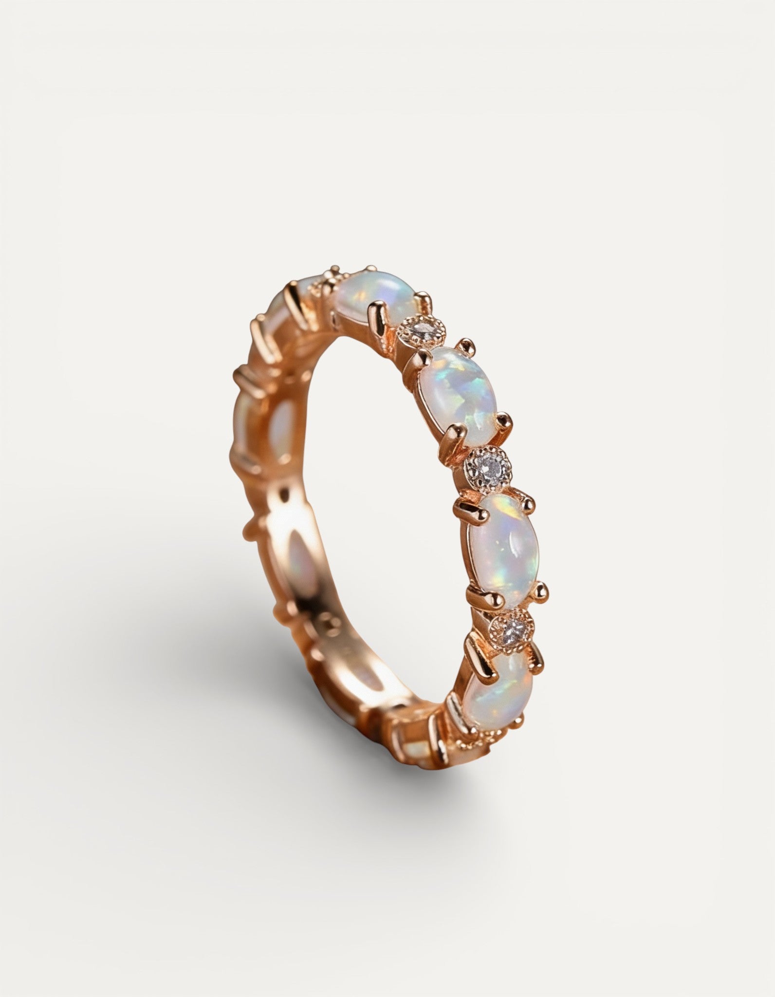 Platinum Ring with Heart-Shaped Opal and Diamond