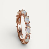 Platinum Ring with Heart-Shaped Opal and Diamond