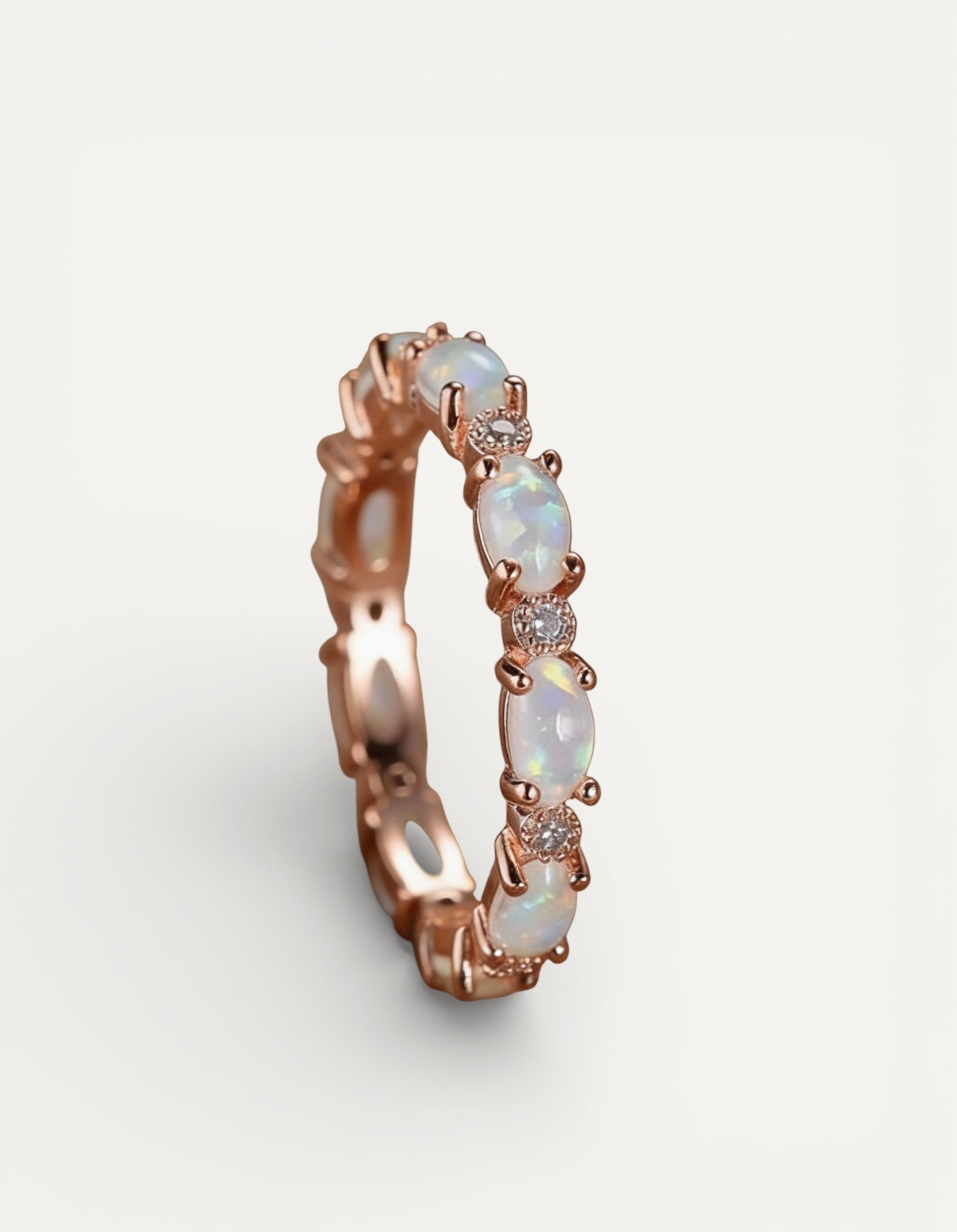 Platinum Ring with Heart-Shaped Opal and Diamond