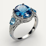 Vintage Silver Ring with Blue Crystal