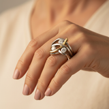 Vintage Gold and Silver Ring with Cubic Zirconia Gemstone