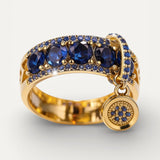 Vintage Gold Ring with Blue Crystal