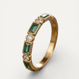 Gold Ring with Inlaid Green Cubic Zirconia