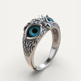 Adjustable Silver Ring with Lucky Owl and Opal