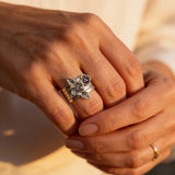 Vintage Silver Ring with Layered Flower