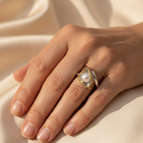 Vintage Gold and Silver Ring with Pearl