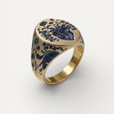 Vintage Gold Ring with Blue Flower