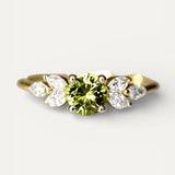 Vintage Ring with Olive Green Cubic Zirconia