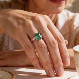 Gold Ring with Sparkling Green Stone