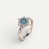 Flower Ring with Turquoise Crystal