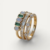 Vintage Rings with White and Green Opal