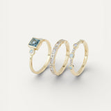 Vintage Ring Set with Blue Crystal