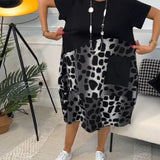 Allison - Stylish Short Sleeve Leopard Print Midi Dress
