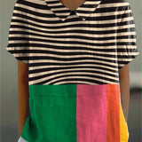 Eva | Bold Stripe and Color Block Shirt