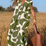 Elowen - Irregular Geometric Print Sleeveless Dress