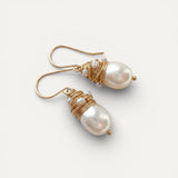 Vintage Gold Wire Earrings with Pearls