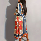 Marigold - Mid-Calf Long Sleeve Shirt Dress
